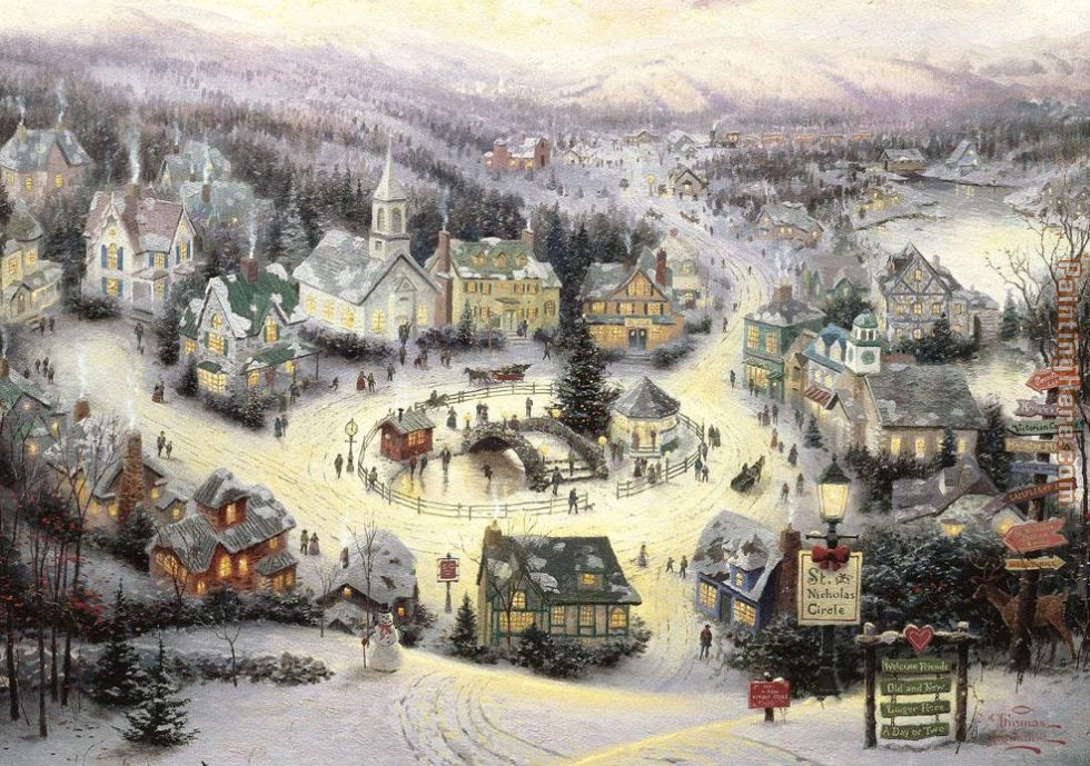 St. Nicholas Circle painting - Thomas Kinkade St. Nicholas Circle art painting